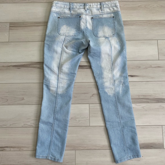 Free People Bleached "Conductor" Striped Moto Jeans - Picture 2 of 8